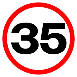 Naklejka ostrzegawcza ograniczenie prędkości 35km/h