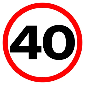 Naklejka ostrzegawcza ograniczenie prędkości 40km/h