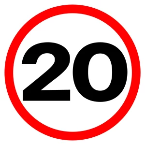 Naklejka ostrzegawcza ograniczenie prędkości 20km/h