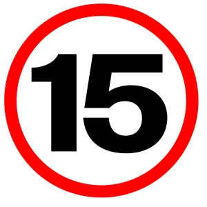 Naklejka ostrzegawcza ograniczenie prędkości 15km/h