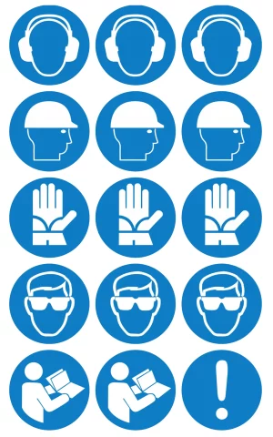 Naklejka ostrzegawcze zestaw piktogramów 15szt