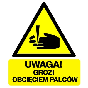 naklejka Uwaga grozi odcięciem palców