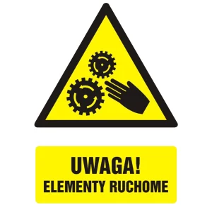 Naklejka uwaga elementy ruchome