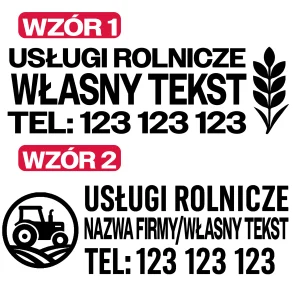Naklejki Usługi Rolnicze Personalizowane Różne Wzory i Kolor