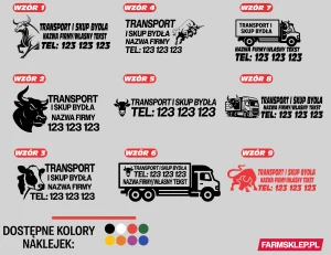 Naklejki transport i skup bydła