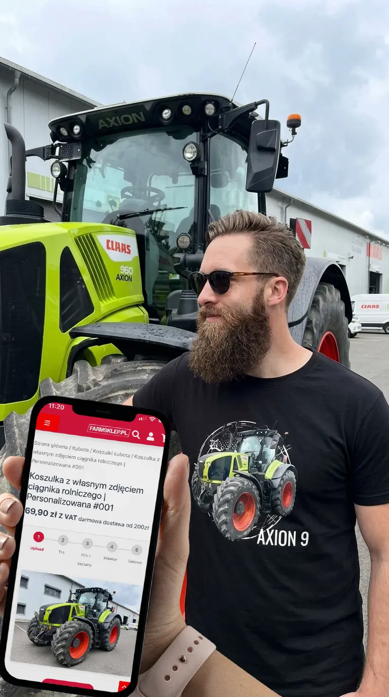 Koszulka z własnym zdjęciem ciągnika – AI Personalizer
