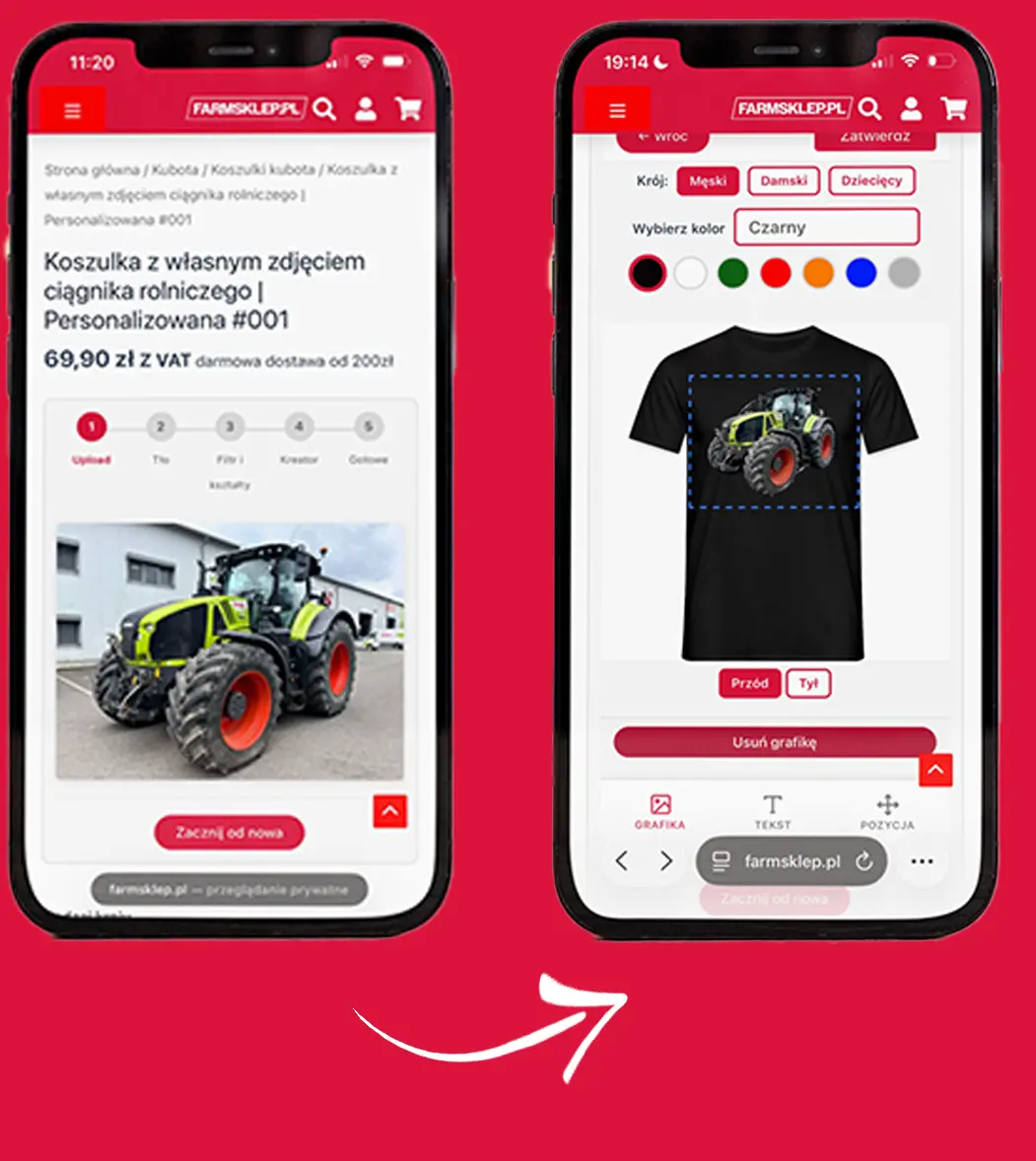 Wgraj zdjęcie – gotowy wzór na koszulce w kreatorze